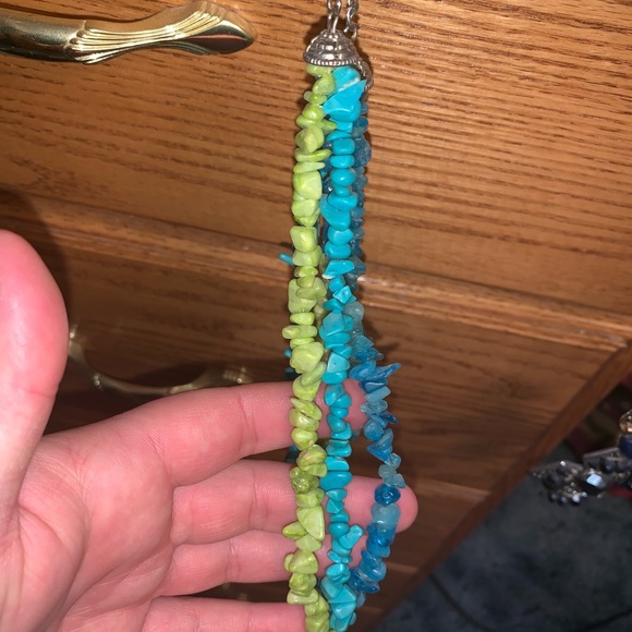 Green/Turquoise/Blue Multistrand Necklace - Picture 2 of 2